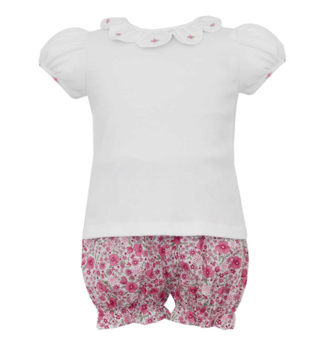 Knit Blouse Rose Print Bloomer Set