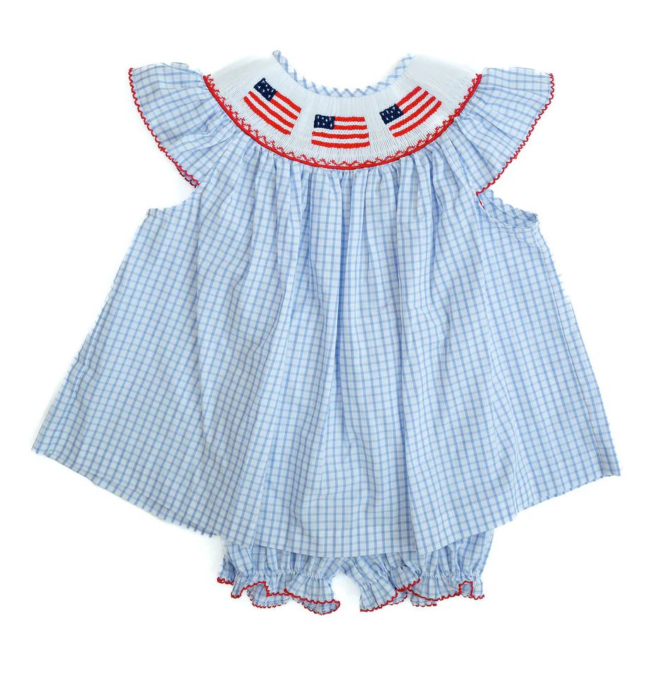 Flag Smocked Annabelle Bloomer Set