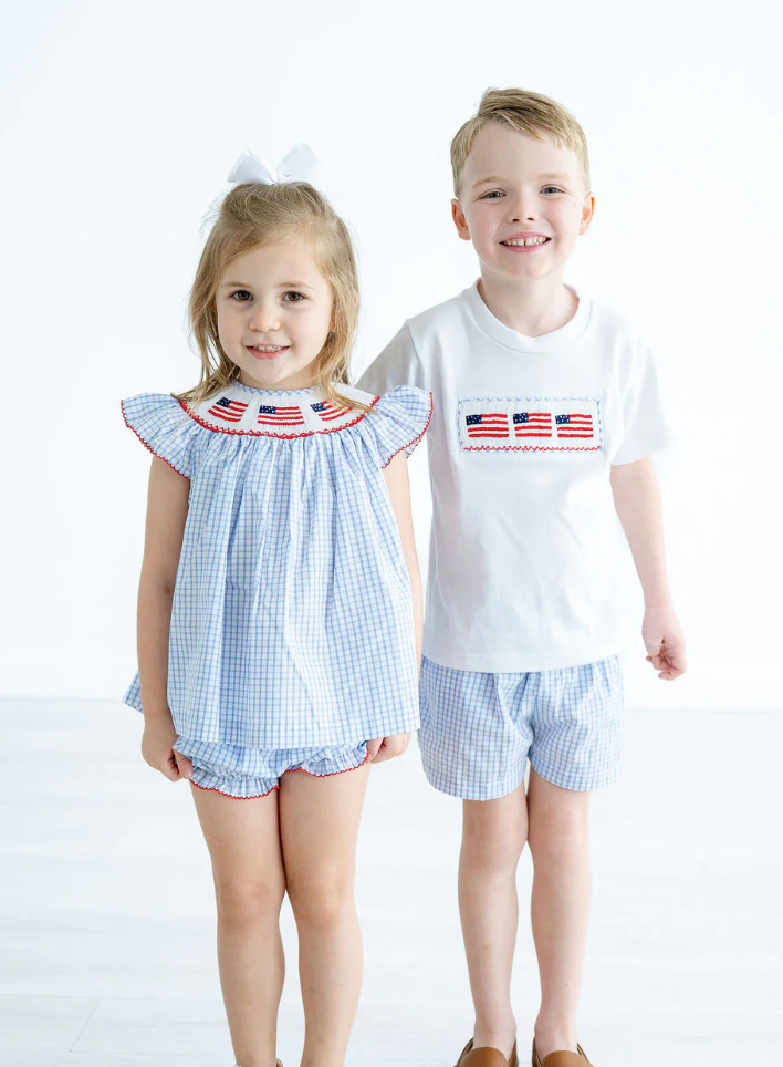 Flag Smocked Annabelle Bloomer Set