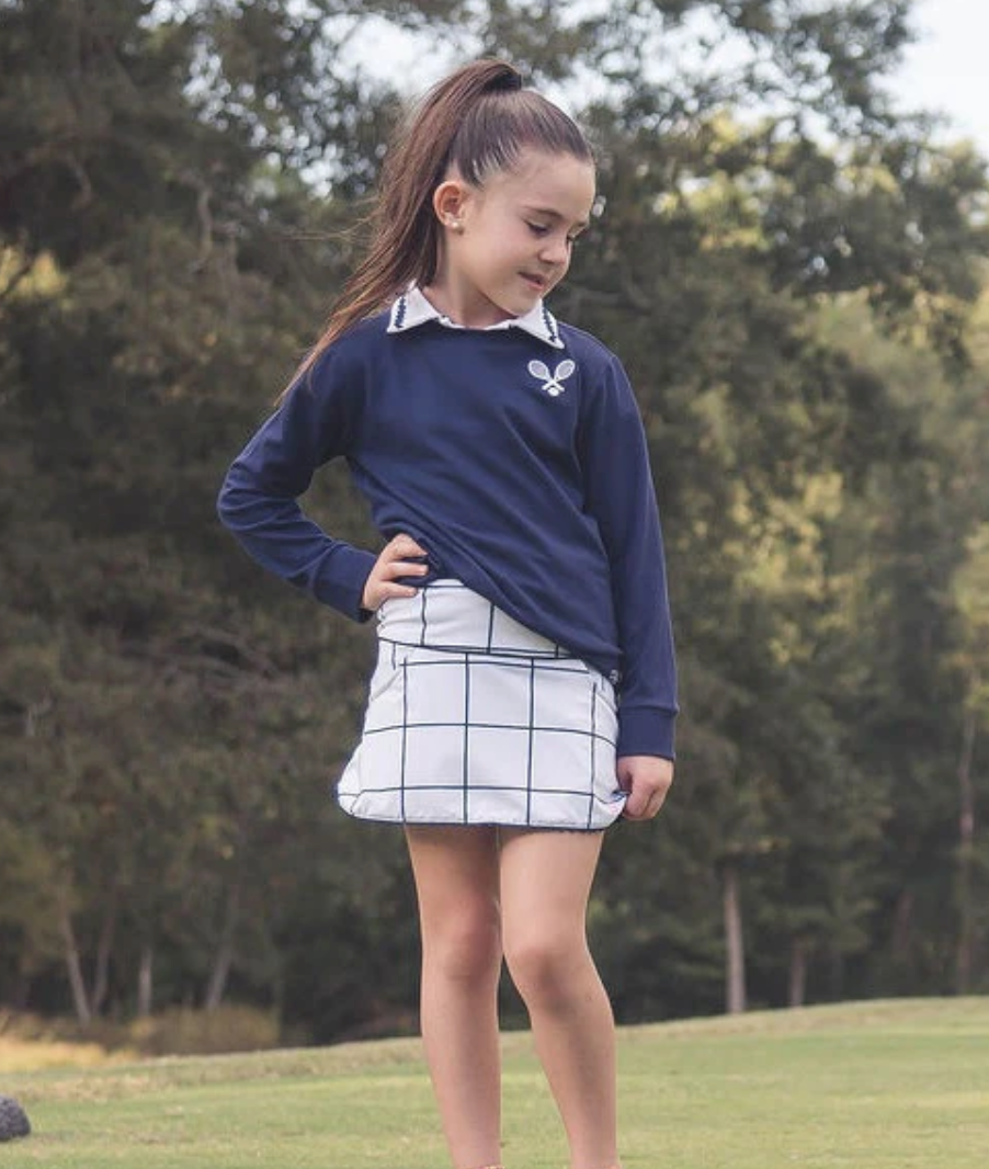 Teagan Tennis Skort- Nantucket Navy Windowpane
