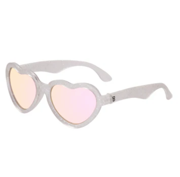Silver Shimmer Heart | Pink Mirrored Lenses