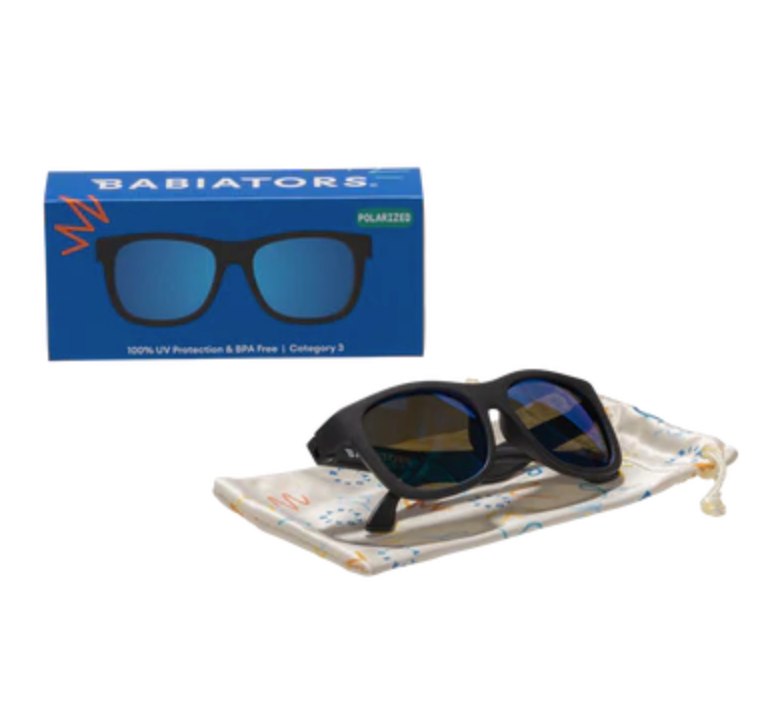 Jet Black Navigator | Polarized Cobalt Blue Mirrored Lenses