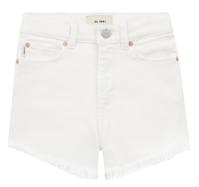 Lucy High Rise Short- White Frayed
