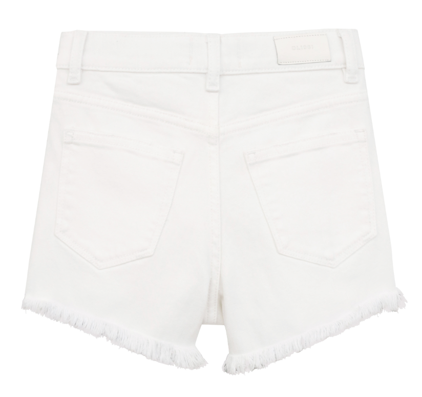 Lucy High Rise Short- White Frayed