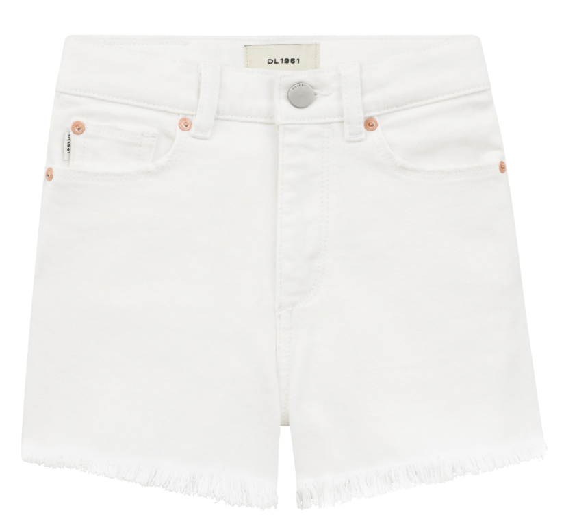 Lucy Toddler Shorts- White Frayed