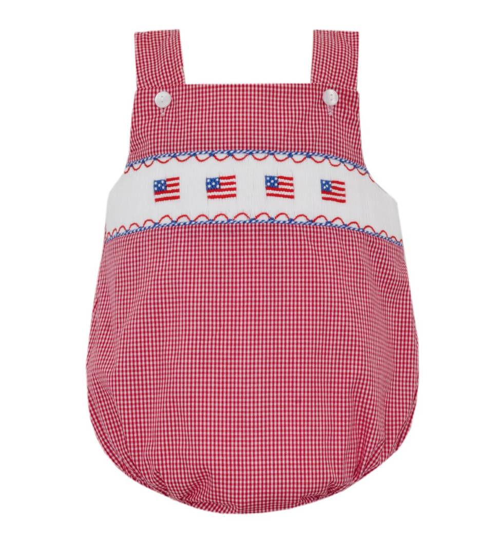 Red Gingham Knit Bubble- Flags