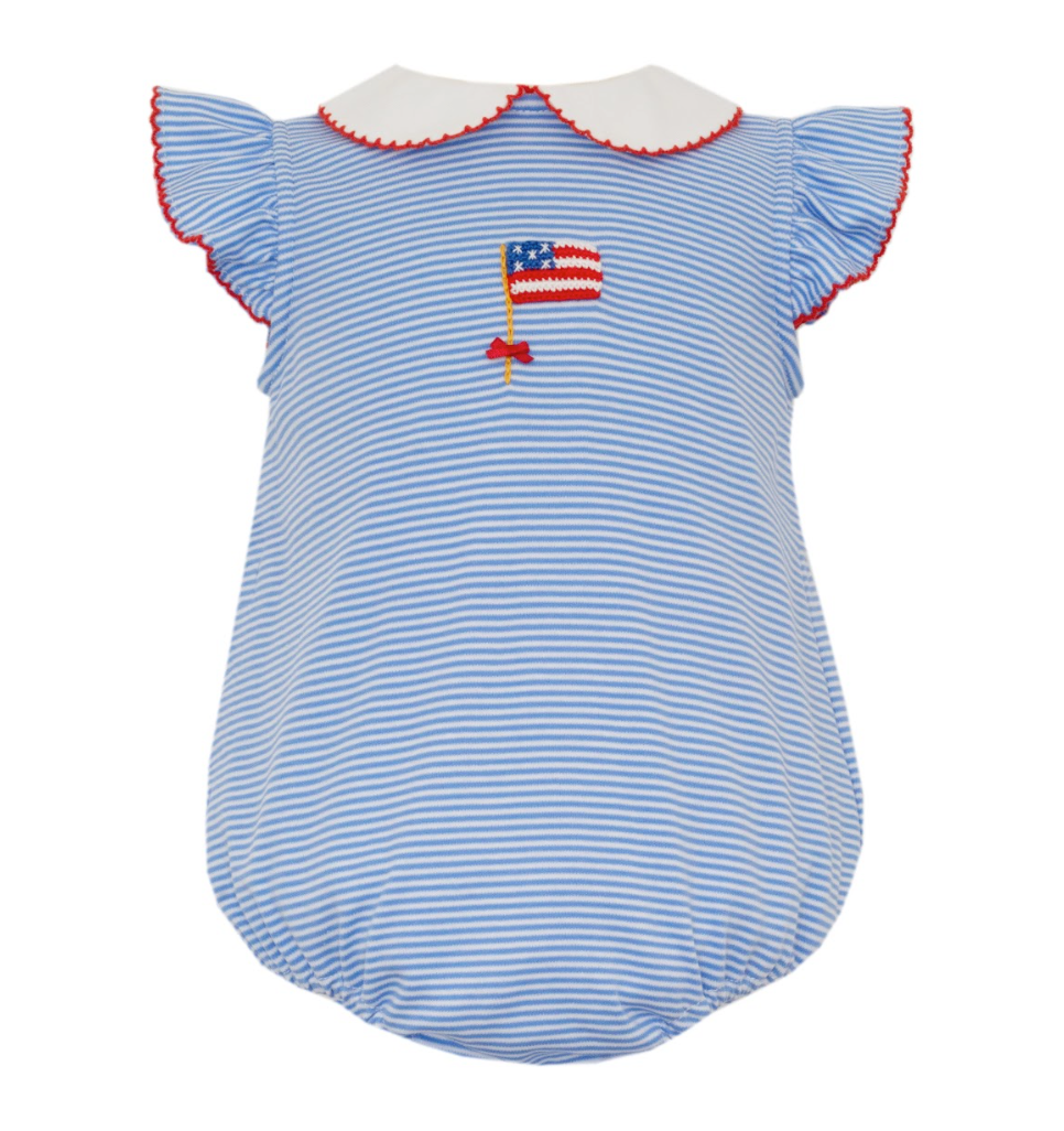 Ruffle Sleeve Stripe Knit Bubble- Flags
