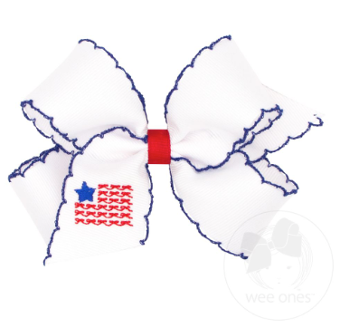 Patriotic Embroidery on Medium Moonstitch Bow