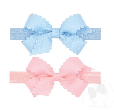 Two Mini Scallop Bows With Bands