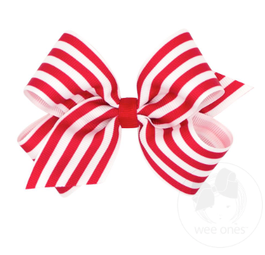 Medium Nautical Stripe Print Grosgrain Hair Bow