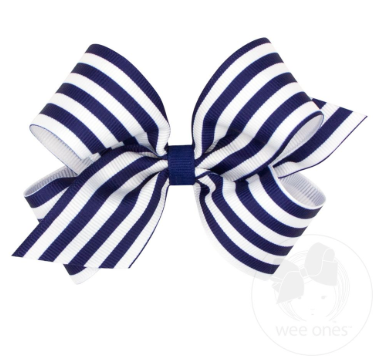 Medium Nautical Stripe Print Grosgrain Hair Bow