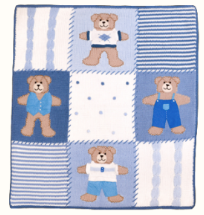 Artwalk Blue Teddy Bears Baby Blanket