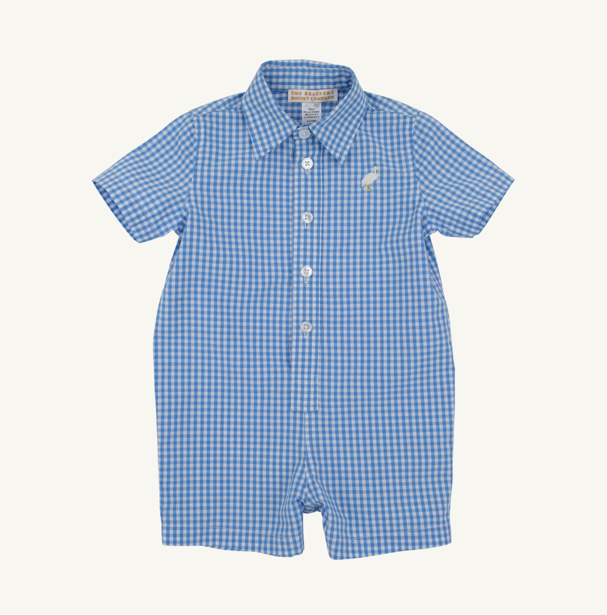 Sir Proper's Romper- Sunrise Blvd. Blue Mini Gingham