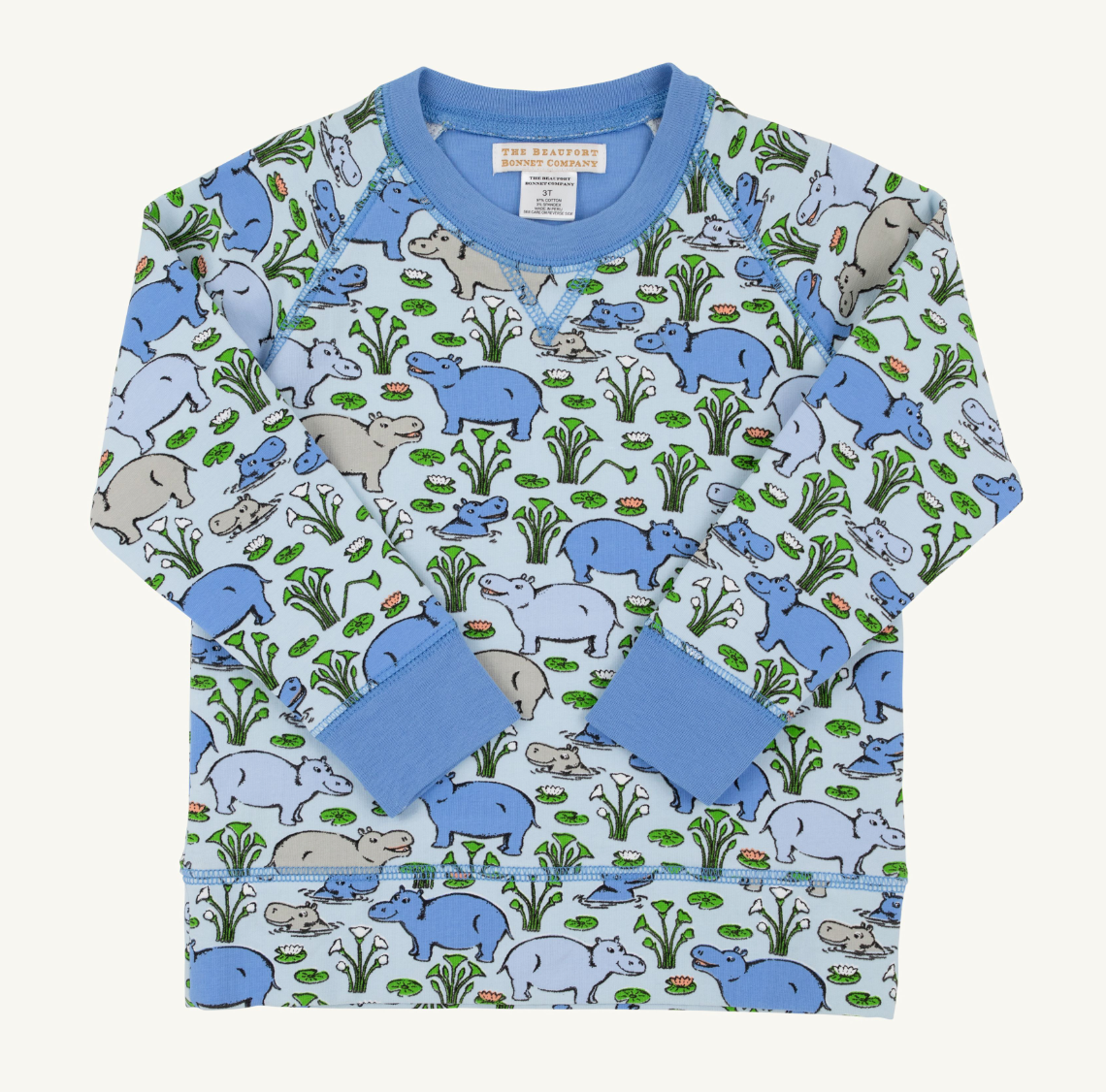 Cassidy Comfy Crewneck- Bal Harbour Hippo