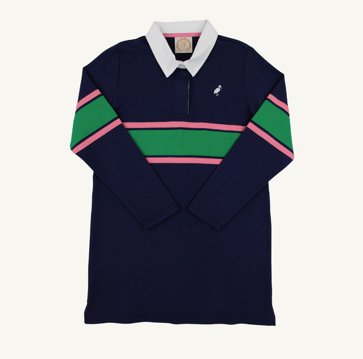Rollins Rugby Dress- Nantucket Navy/ Hamptons Hot Pink