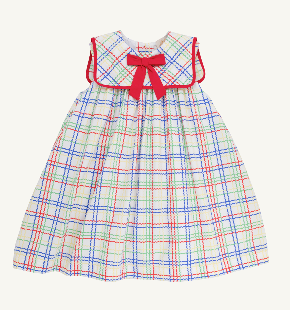 Sleeveless Stewart's Square Collar Dress- Wellington Windowpane