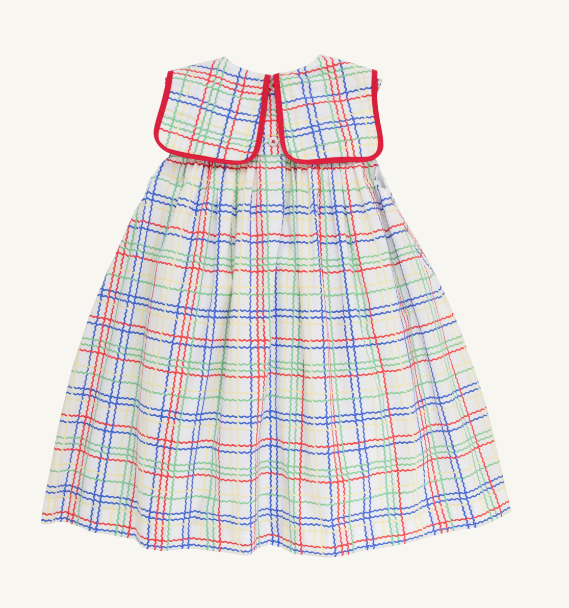 Sleeveless Stewart's Square Collar Dress- Wellington Windowpane
