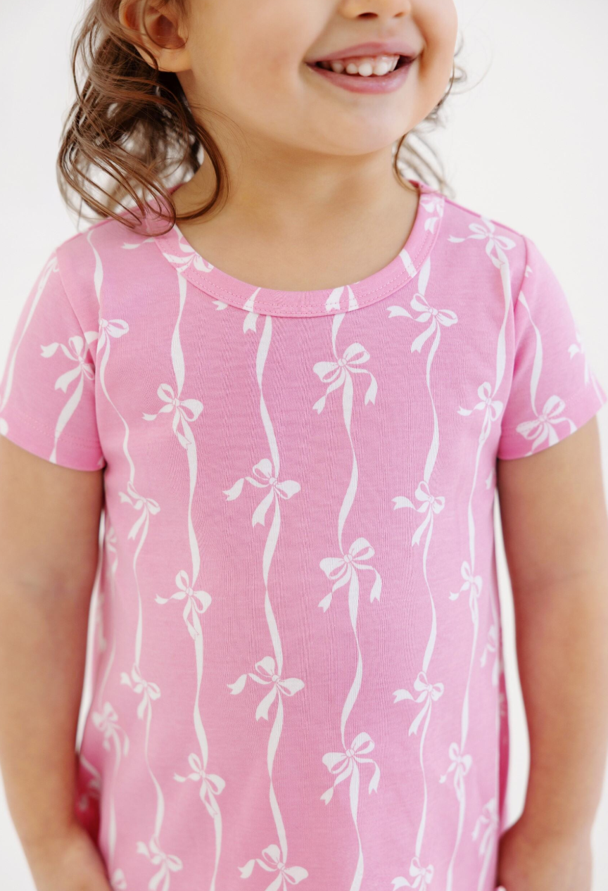 Polly Play Dress- Bell Court Bows Hamptons Hot Pink