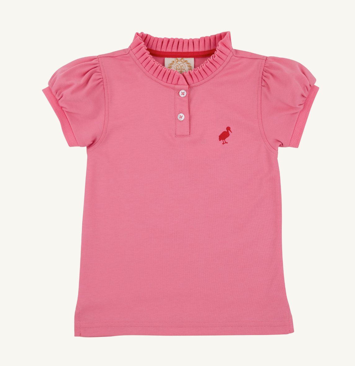 Little Miss Prim and Proper Puff Sleeve Polo- Hamptons Hot Pink
