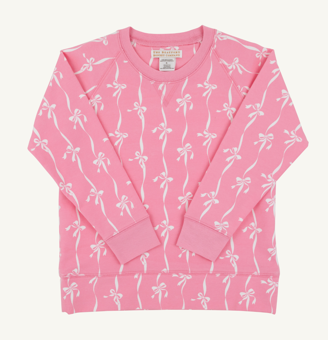 Cassidy Comfy Crewneck- Bell Court Bows Hamptons Hot Pink