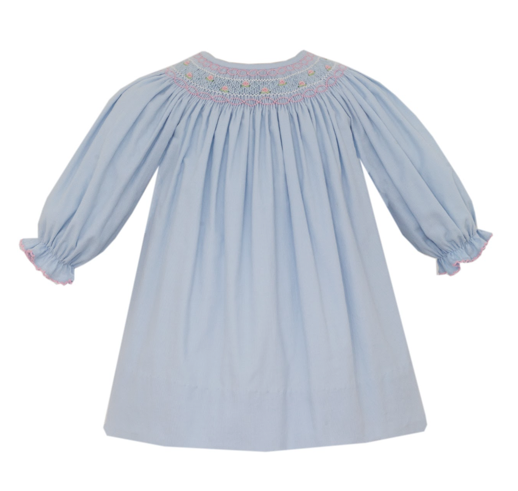 Eloise Blue Corduroy Long Sleeve Bishop