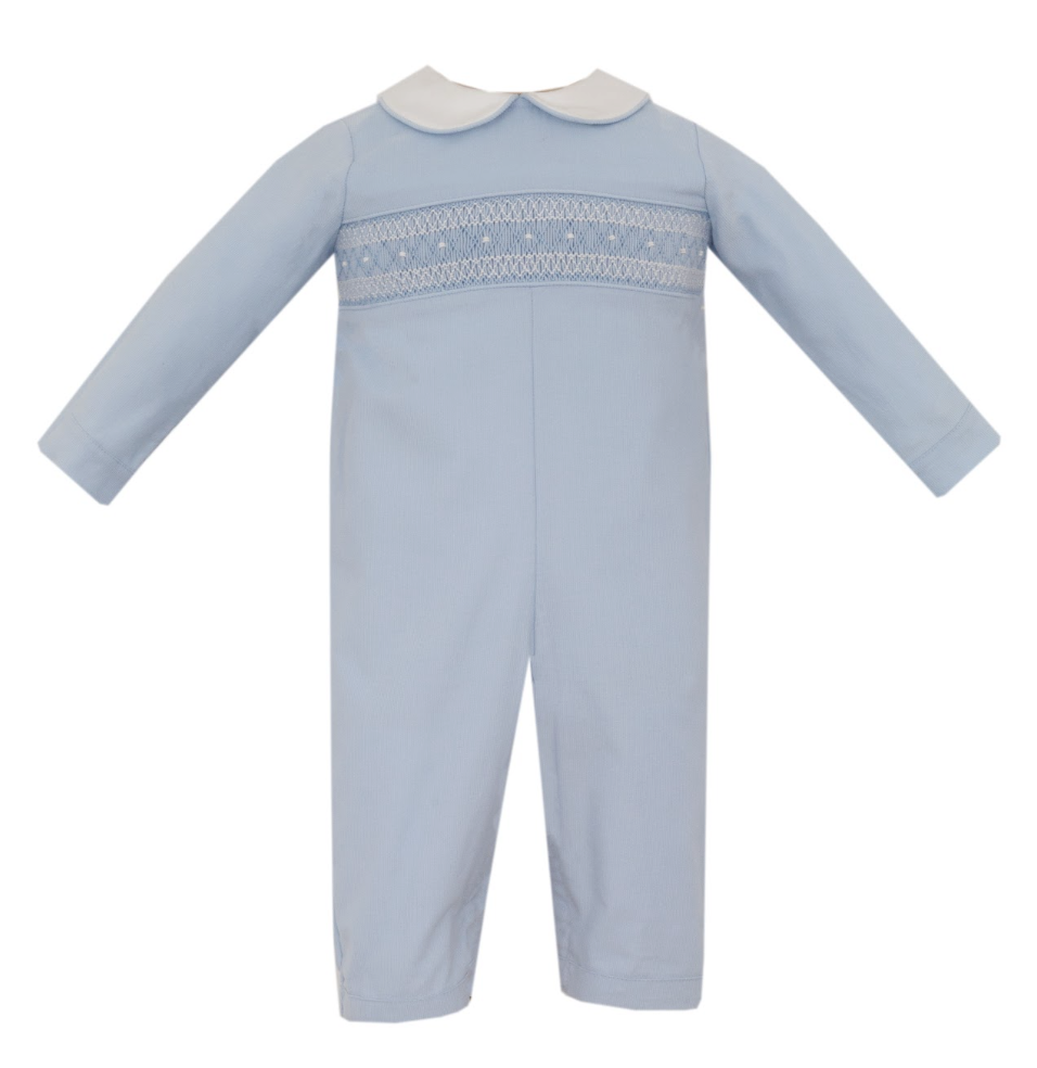 Ethan Light Blue Corduroy Long Romper