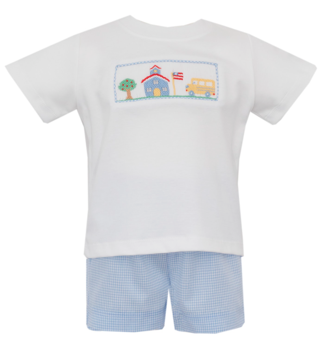 School House Blue Gingham Short Set