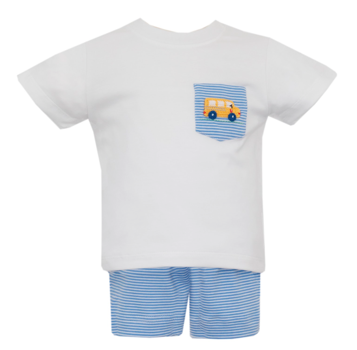 School Bus Periwinkle Stripe Knit Short Set