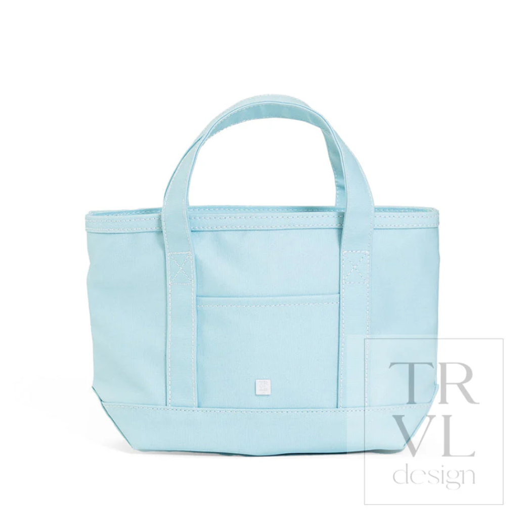 Mini Tote Coated Canvas- Lake Blue