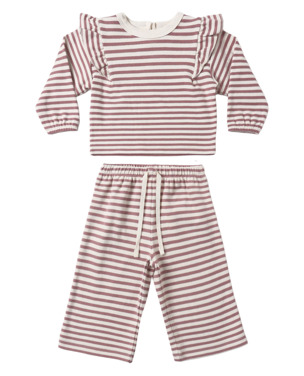 Ruffle Cozy Set- Mulberry Stripe