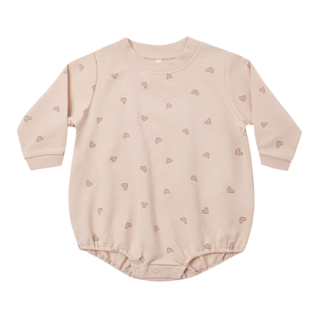 Crewneck Bubble Romper- Hearts