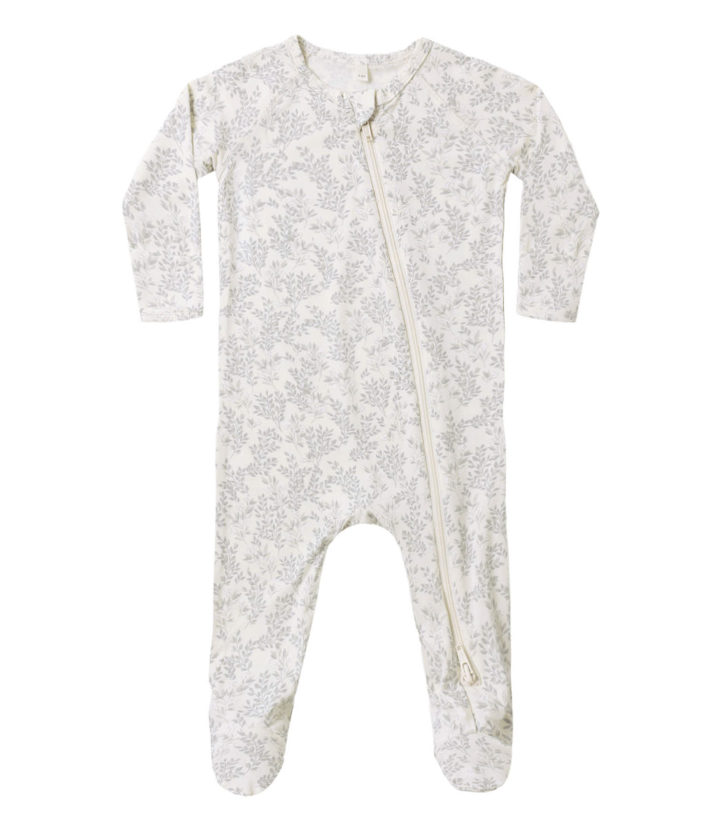 Bamboo Zip Footie- Cloud Floral