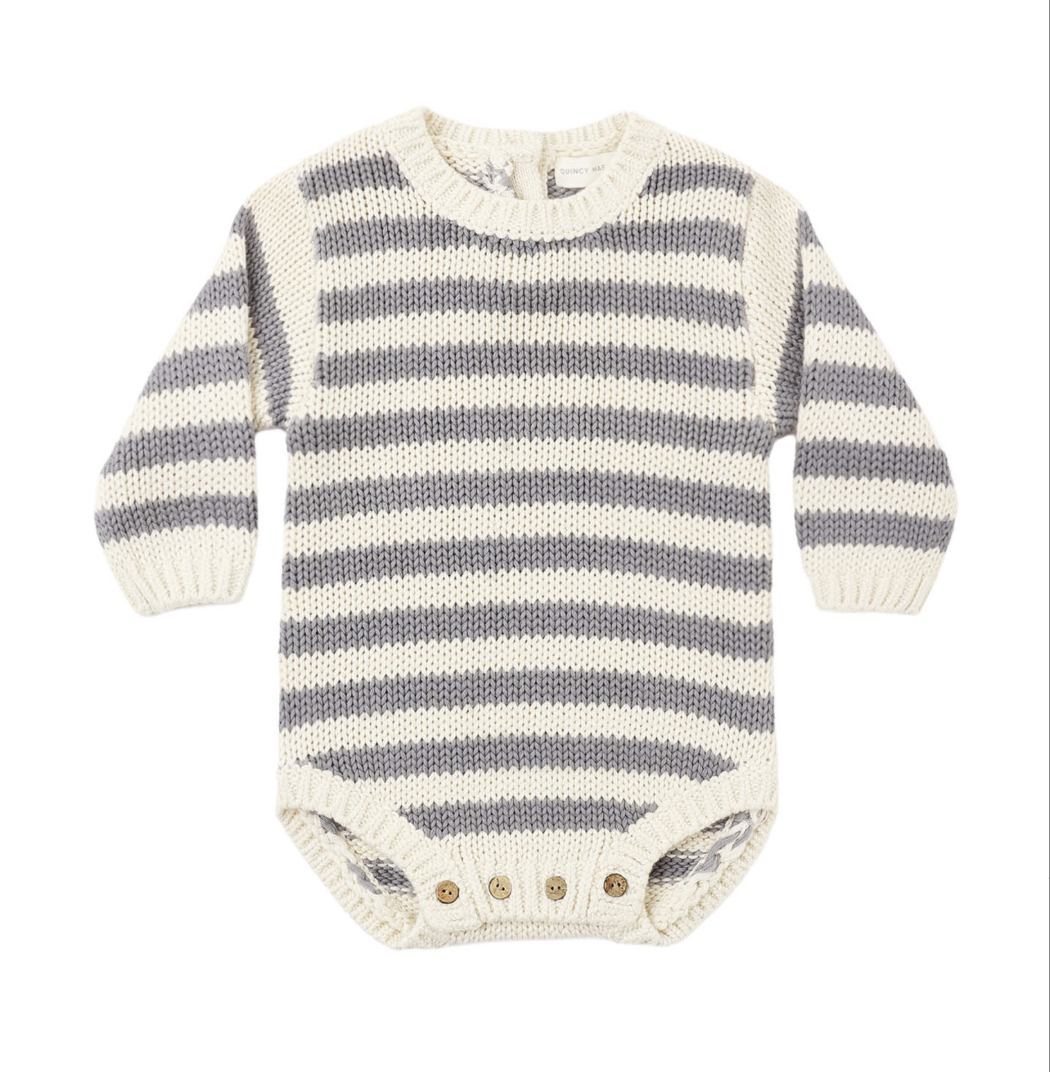 Rex Romper- Slate Stripe