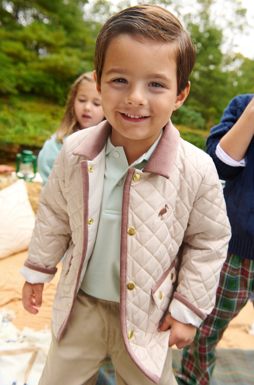Caldwell Quilted Coat- Keeneland Khaki Gray Bay Brown