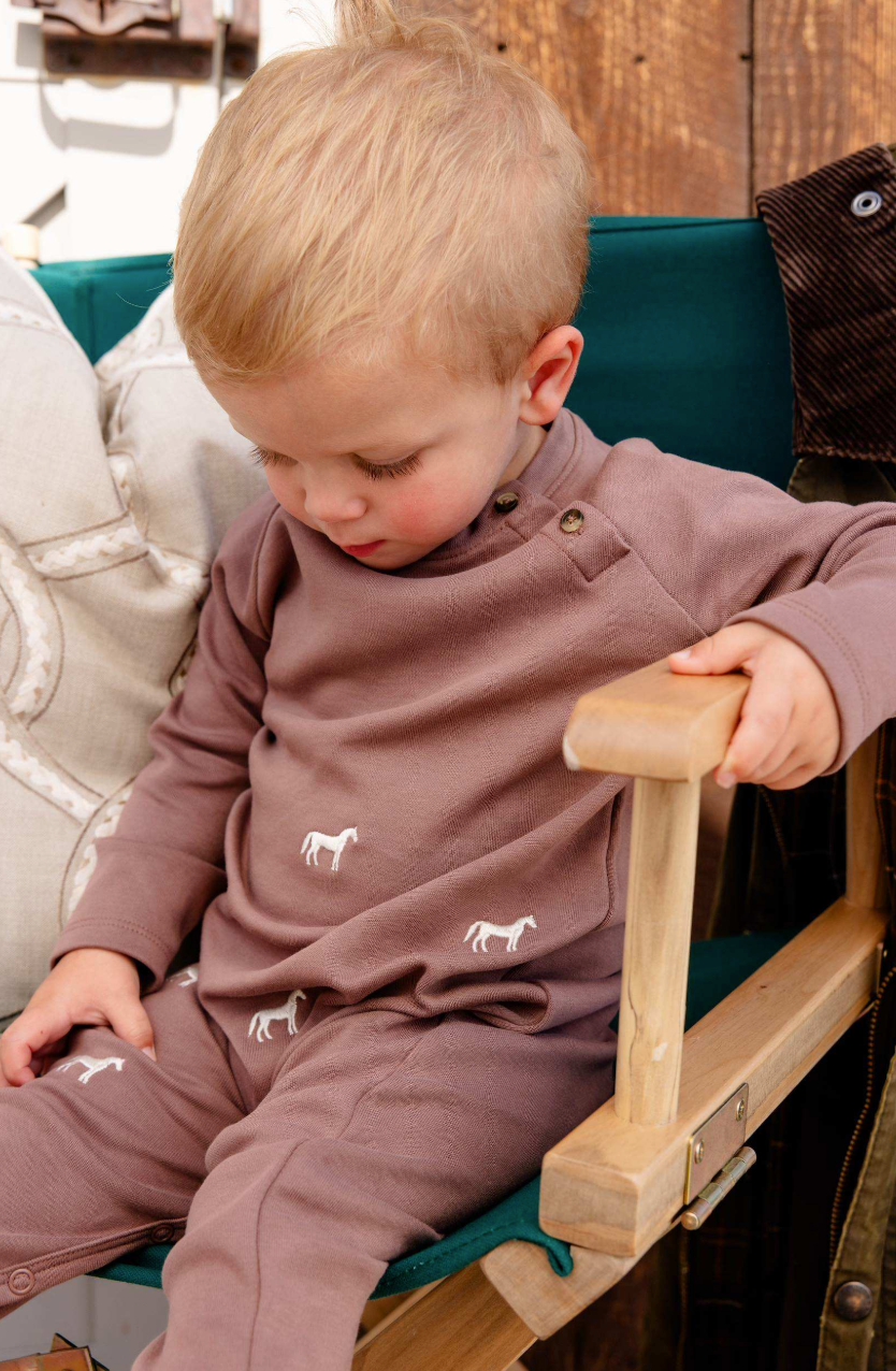 Rayburn Romper- Gray Bay Brown Horse