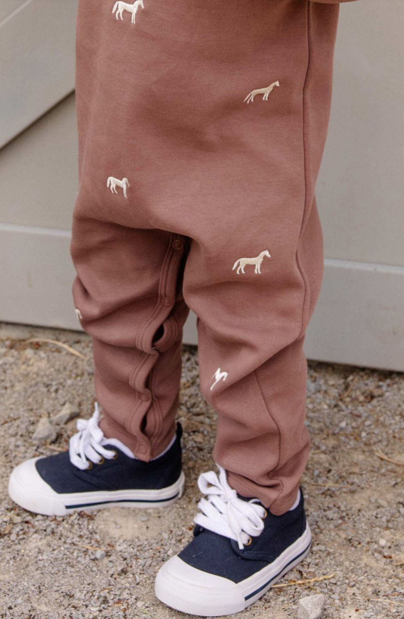 Rayburn Romper- Gray Bay Brown Horse
