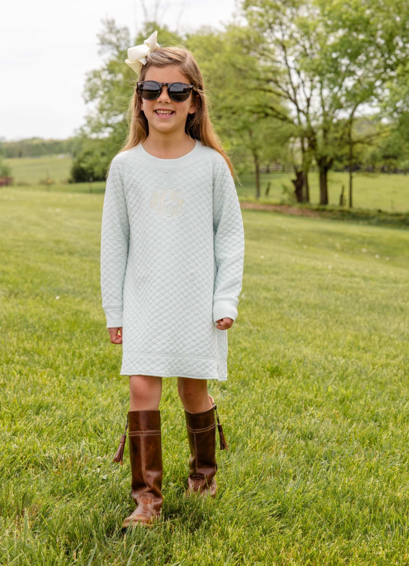Cassidy Comfy Crewneck Dress- Old Greenwich Green