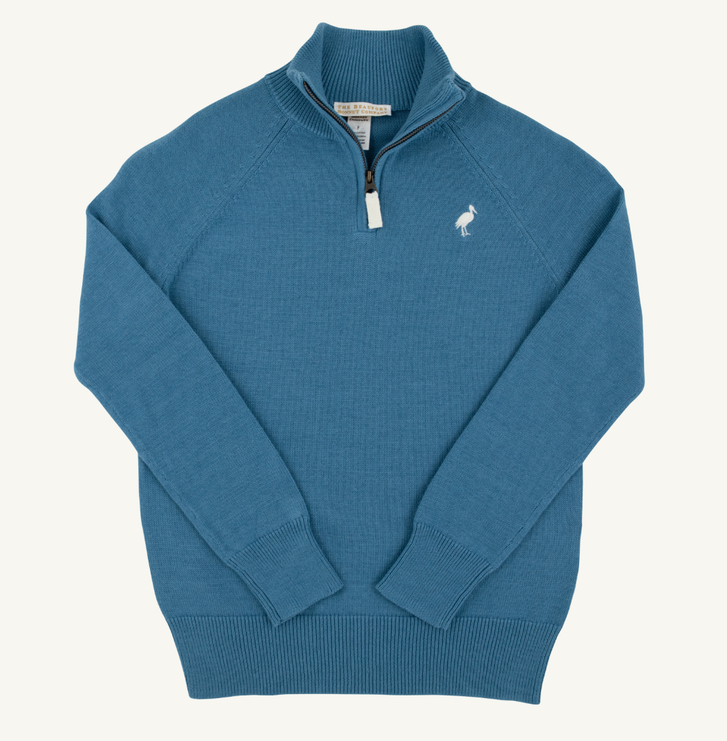 Hayden Half-Zip Sweater- Barnsley Blue