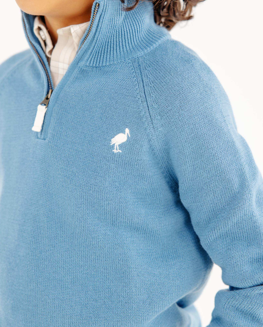 Hayden Half-Zip Sweater- Barnsley Blue