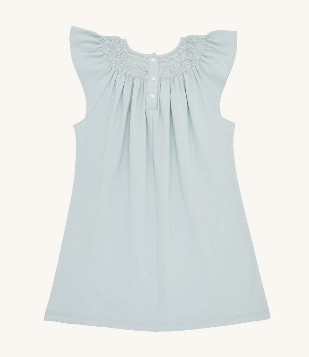 Angel Sleeve Sandy Smocked Dress- Old Greenwich Green