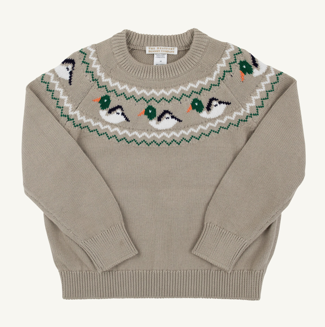 Isaac's Sweater- Keeneland Khaki Fairisle Ducks