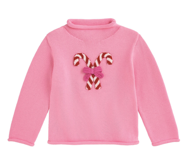 Pink Candy Cane Roll Neck Sweater