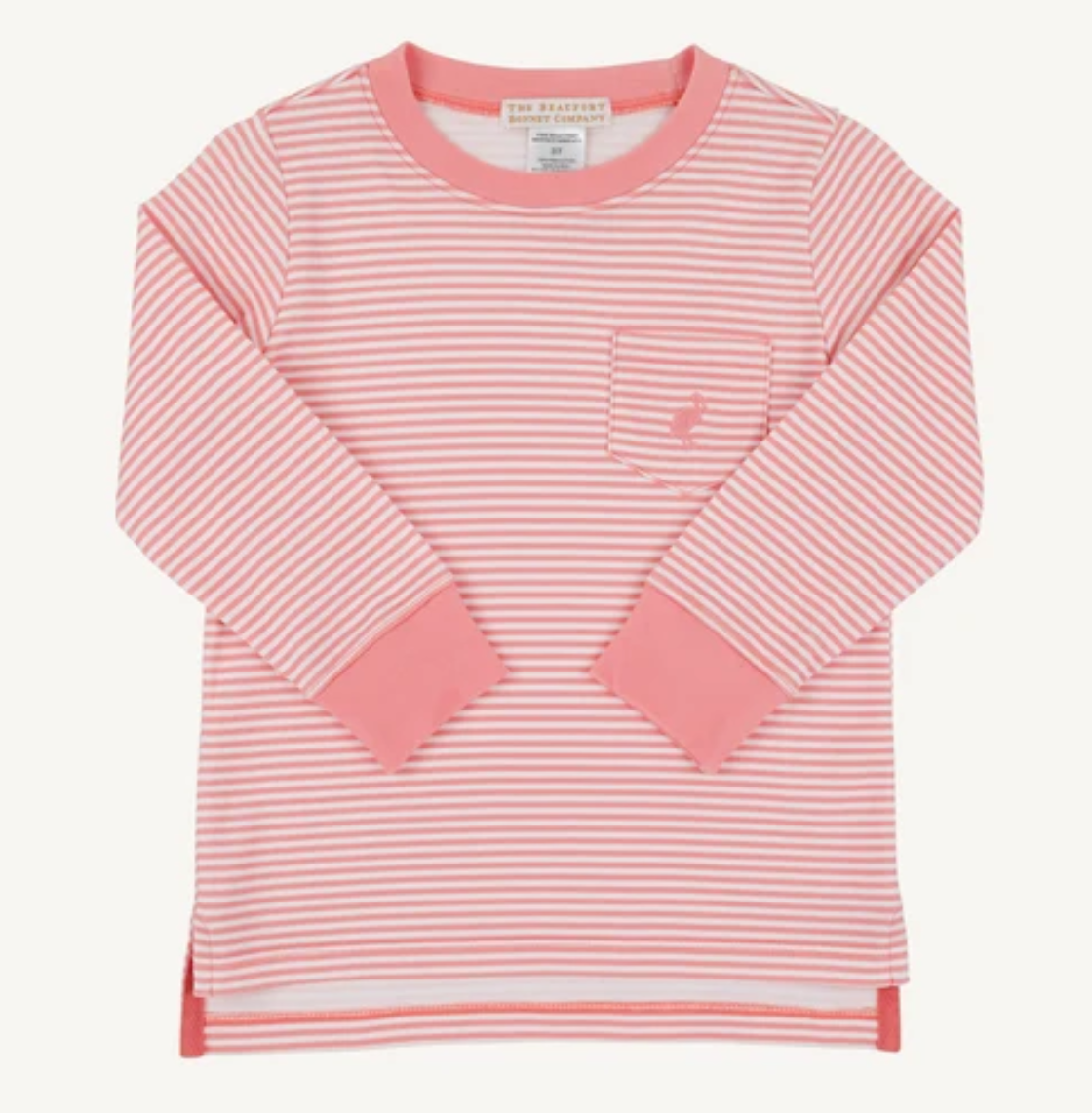 Long Sleeve Carter Crewneck- Parrot Cay Coral Stripe
