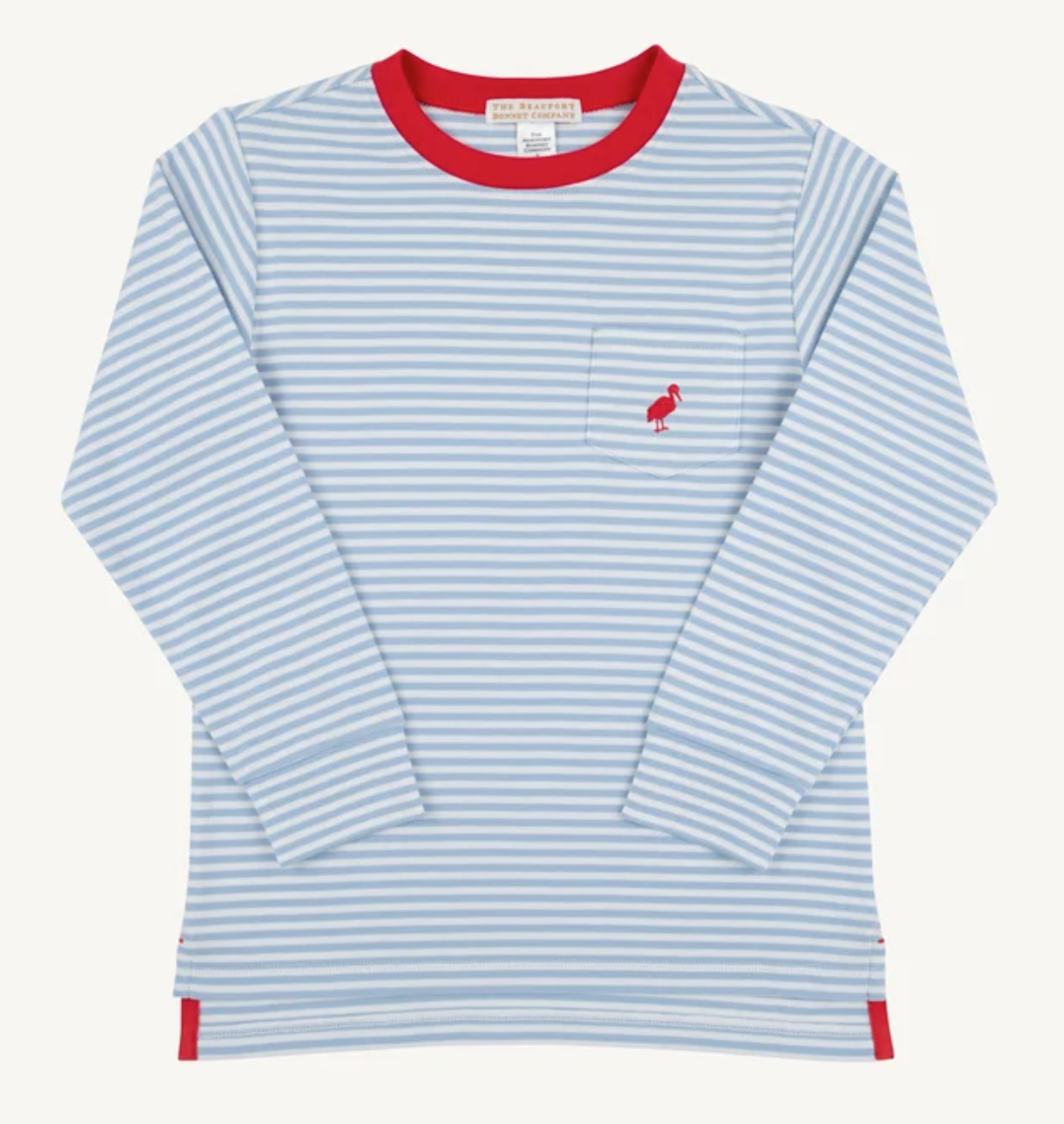 Long Sleeve Carter Crewneck- Barrington Blue Stripe with Richmond Red