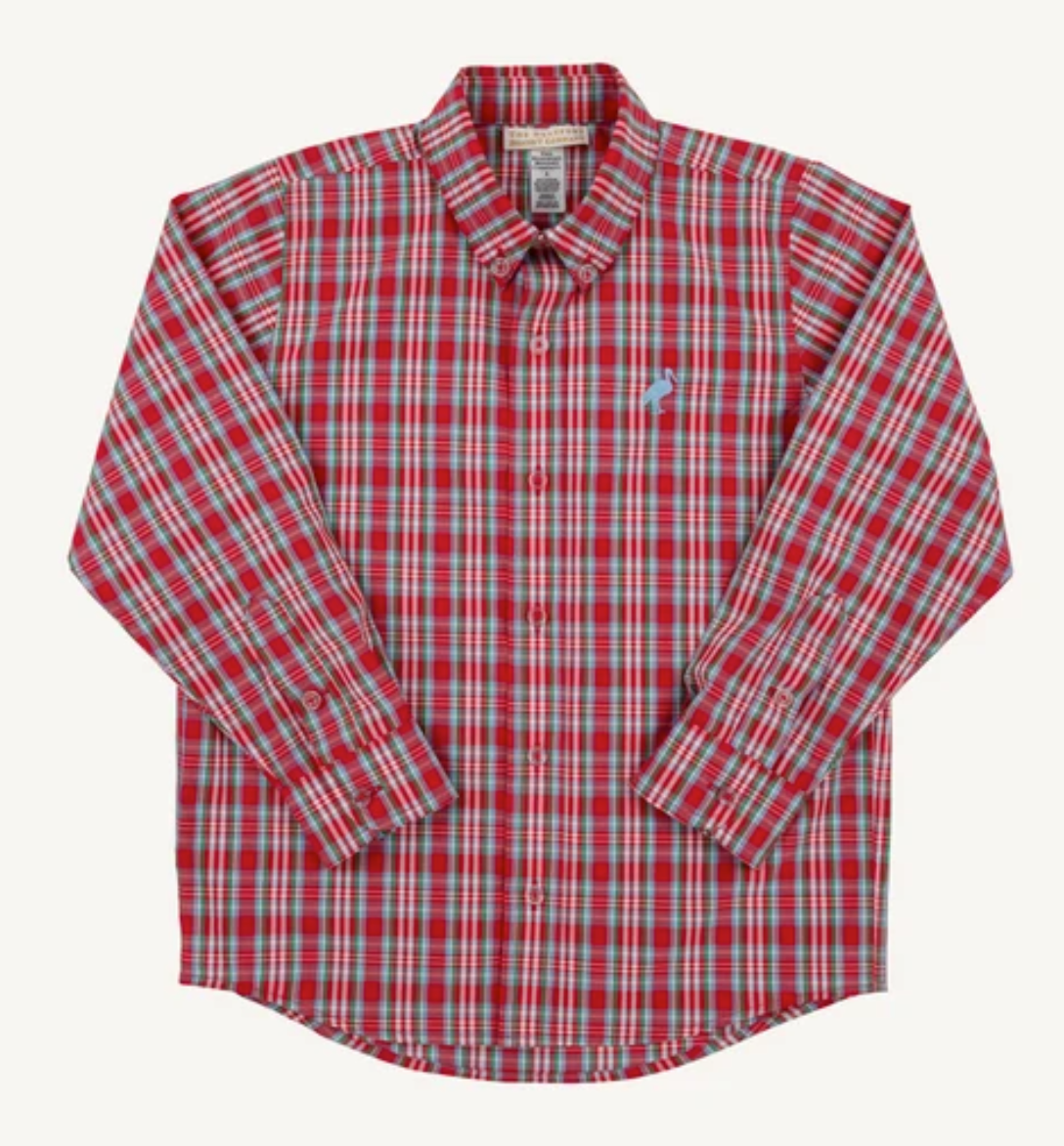 Dean's List Dress Shirt- Woodspoint Plaid with Barrington Blue Stork