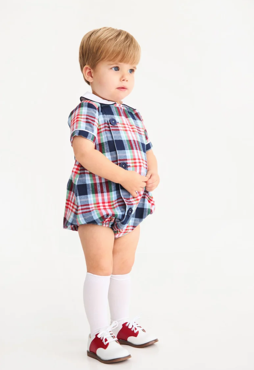 Brock Bubble Flannel- Covington Cottage Plaid with Worth Avenue White