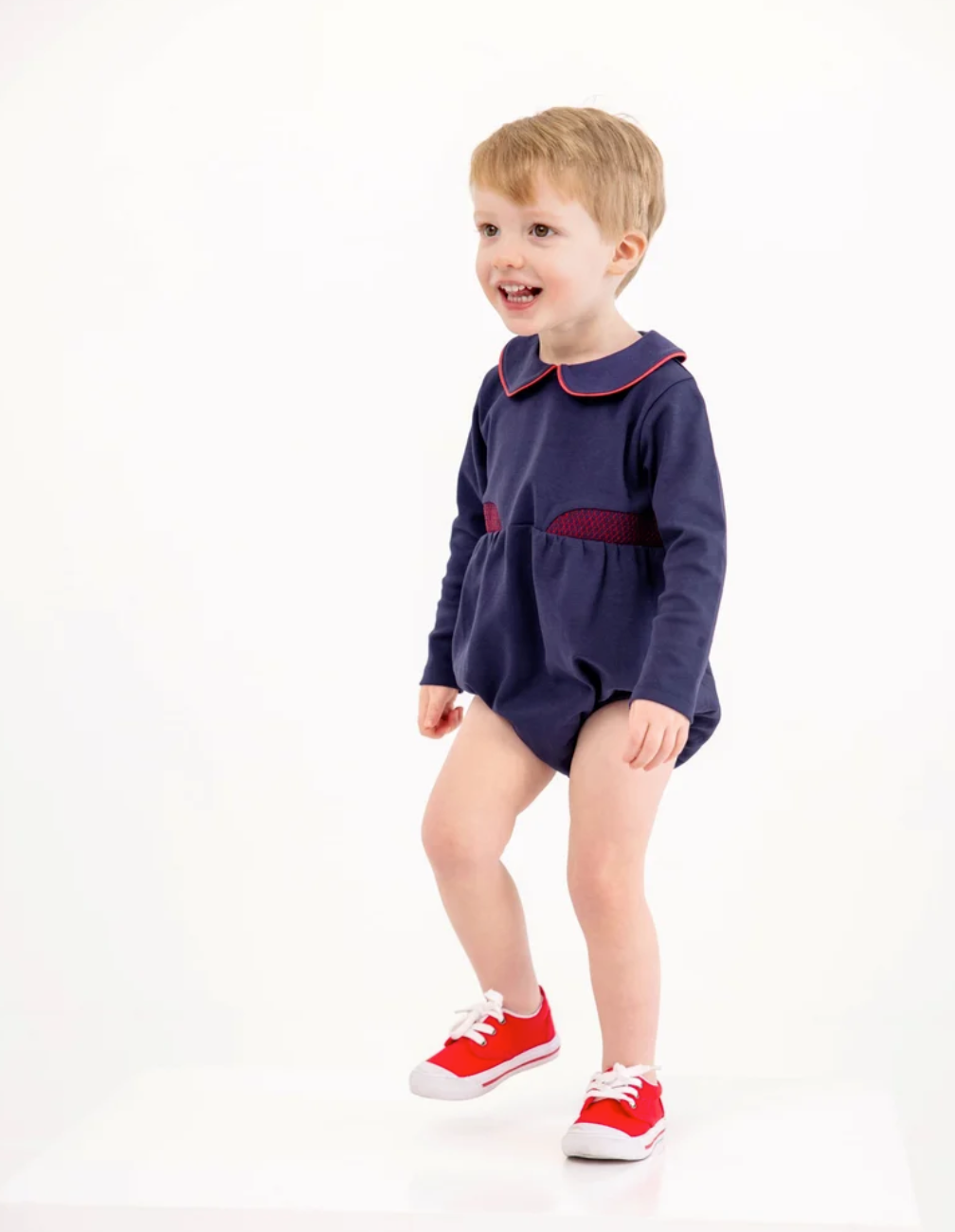Long Sleeve Brentley Bubble- Nantucket Navy with Richmond Red