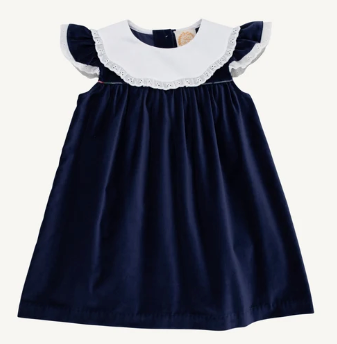 Franny Frock- Nantucket Navy Velveteen with Covington Cottage Plaid