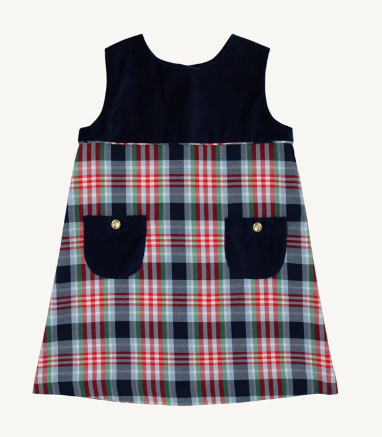 Jill Jumper- Nantucket Navy Velveteen with Covington Cottage Plaid