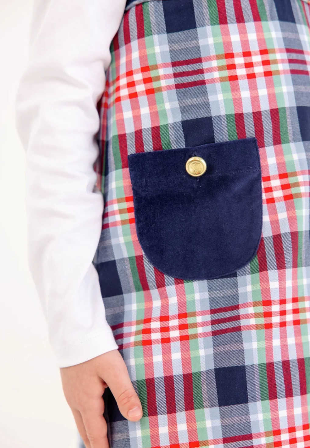 Jill Jumper- Nantucket Navy Velveteen with Covington Cottage Plaid